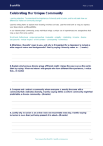 Free Diversity And Inclusion Writing Frame | Year 5 Greater Depth | BookFlik