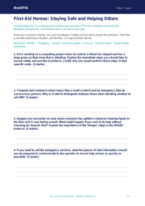 Free First Aid Worksheet | Year 5 Greater Depth | BookFlik