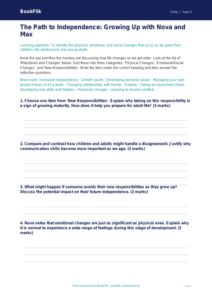 Free Growing Up Activity Sheet | Year 5 Greater Depth | BookFlik