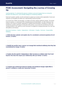 Free Growing Up Assessment | Year 5 Greater Depth | BookFlik