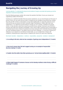 Free Growing Up Comprehension | Year 5 Greater Depth | BookFlik