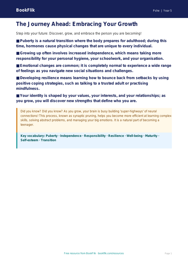 Free Growing Up Poster | Year 5 Greater Depth | BookFlik worksheet preview — Pshe Growing Up