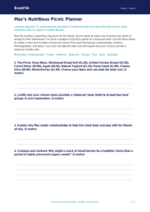Free Healthy Eating Activity Sheet | Year 5 Greater Depth | BookFlik