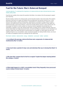 Free Healthy Eating Comprehension | Year 5 Greater Depth | BookFlik