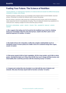 Free Healthy Eating Worksheet | Year 5 Greater Depth | BookFlik