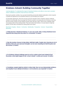 Free Kindness Advent Assessment | Year 5 Greater Depth | BookFlik