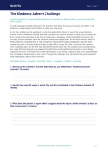 Free Kindness Advent Comprehension | Year 5 Greater Depth | BookFlik