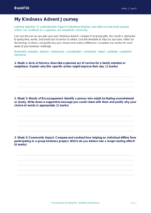 Free Kindness Advent Template | Year 5 Greater Depth | BookFlik