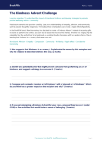 Free Kindness Advent Worksheet | Year 5 Greater Depth | BookFlik