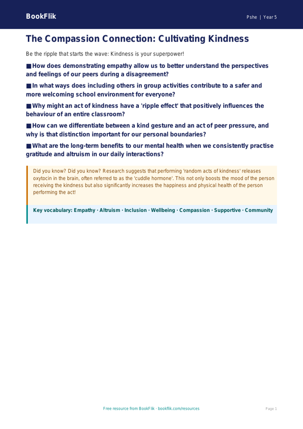 Free Kindness Poster | Year 5 Greater Depth | BookFlik worksheet preview — Pshe Kindness