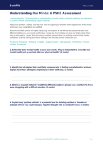 Free Mental Health Assessment | Year 5 Greater Depth | BookFlik
