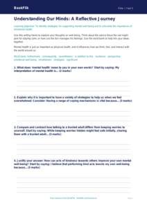 Free Mental Health Writing Frame | Year 5 Greater Depth | BookFlik