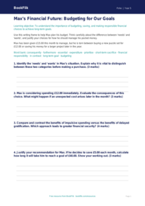 Free Money Writing Frame | Year 5 Greater Depth | BookFlik