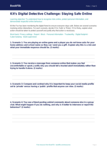 Free Online Safety Activity Sheet | Year 5 Greater Depth | BookFlik