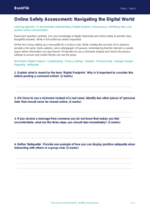 Free Online Safety Assessment | Year 5 Greater Depth | BookFlik