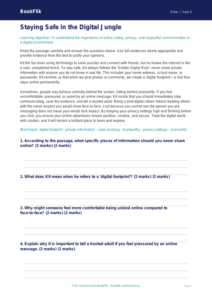 Free Online Safety Comprehension | Year 5 Greater Depth | BookFlik