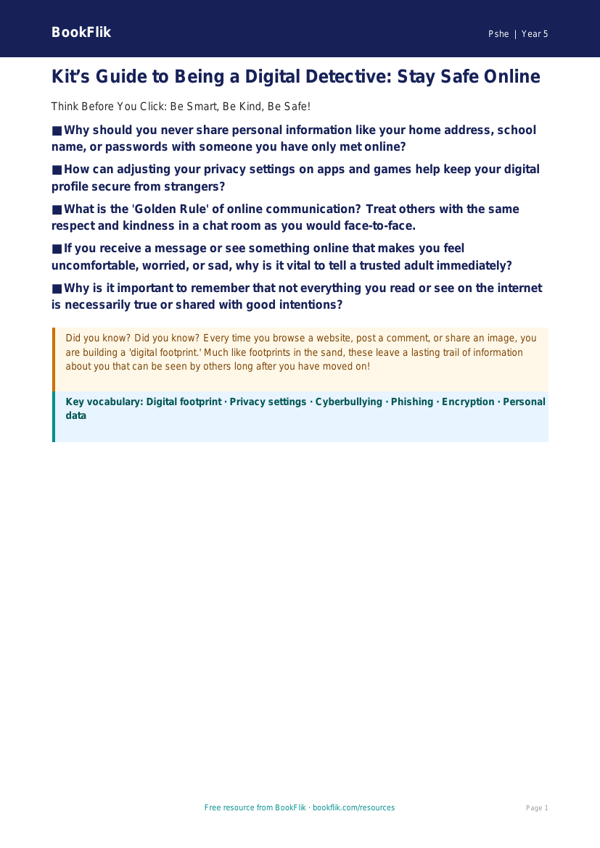 Free Online Safety Poster | Year 5 Greater Depth | BookFlik worksheet preview — Pshe Online Safety