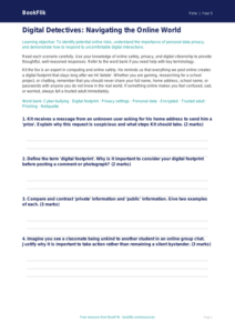 Free Online Safety Worksheet | Year 5 Greater Depth | BookFlik