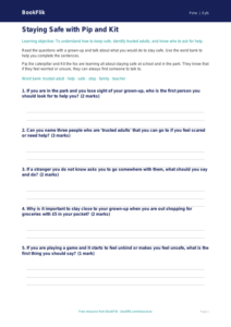 Free Personal Safety Worksheet | EYFS Core | BookFlik