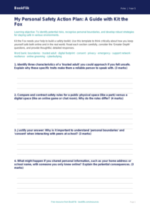 Free Personal Safety Template | Year 5 Greater Depth | BookFlik