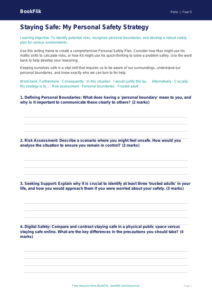Free Personal Safety Writing Frame | Year 5 Greater Depth | BookFlik