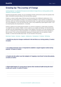 Free Puberty Comprehension | Year 5 Greater Depth | BookFlik