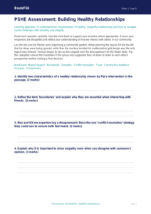 Free Relationships Assessment | Year 5 Greater Depth | BookFlik