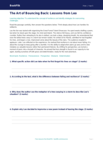 Free Resilience Comprehension | Year 5 Greater Depth | BookFlik