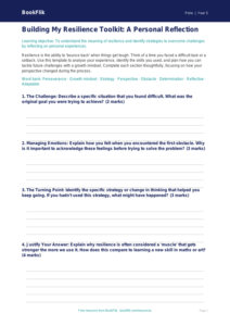 Free Resilience Template | Year 5 Greater Depth | BookFlik