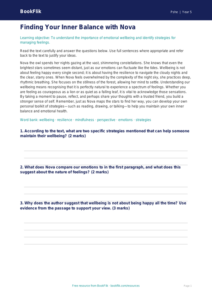 Free Wellbeing Comprehension | Year 5 Greater Depth | BookFlik
