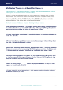 Free Wellbeing Quiz | Year 5 Greater Depth | BookFlik