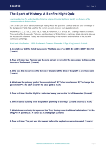 Free Bonfire Night Quiz | Year 5 Greater Depth | BookFlik
