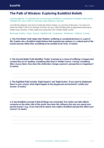 Free Buddhism Activity Sheet | Year 5 Greater Depth | BookFlik