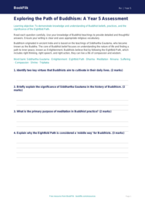 Free Buddhism Assessment | Year 5 Greater Depth | BookFlik