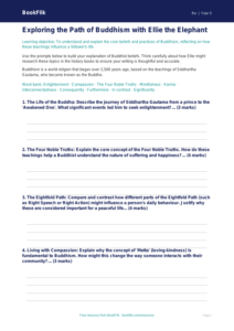 Free Buddhism Writing Frame | Year 5 Greater Depth | BookFlik
