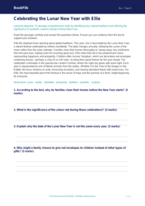 Free Chinese New Year Comprehension | Year 5 Greater Depth | BookFlik