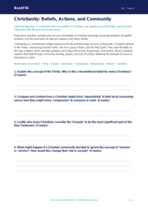 Free Christianity Worksheet | Year 5 Greater Depth | BookFlik