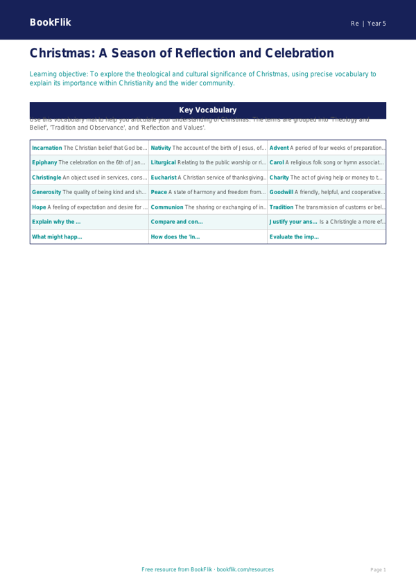 Free Christmas Word Mat | Year 5 Greater Depth | BookFlik worksheet preview — Re Christmas