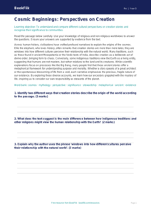 Free Creation Stories Comprehension | Year 5 Greater Depth | BookFlik