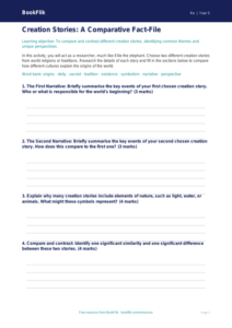 Free Creation Stories Template | Year 5 Greater Depth | BookFlik