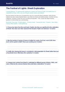 Free Diwali Activity Sheet | Year 5 Greater Depth | BookFlik