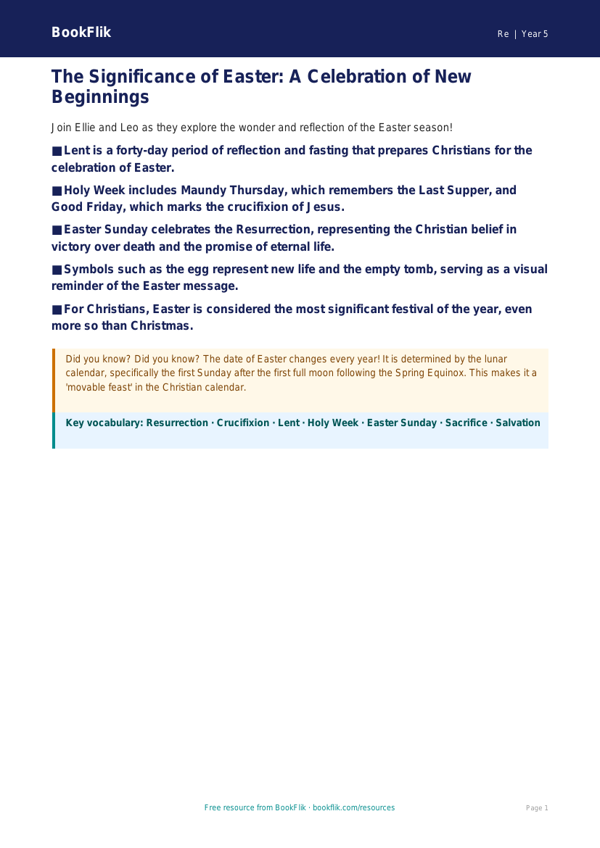 Free Easter Poster | Year 5 Greater Depth | BookFlik worksheet preview — Re Easter
