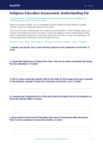Free Eid Assessment | Year 5 Greater Depth | BookFlik