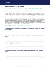Free Eid Comprehension | Year 5 Greater Depth | BookFlik