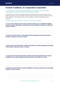 Free Festivals Activity Sheet | Year 5 Greater Depth | BookFlik