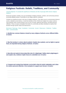 Free Festivals Assessment | Year 5 Greater Depth | BookFlik