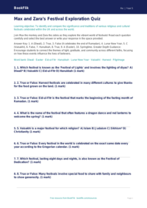 Free Festivals Quiz | Year 5 Greater Depth | BookFlik