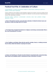 Free Festivals Template | Year 5 Greater Depth | BookFlik