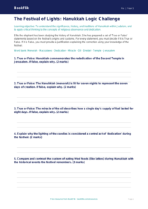 Free Hanukkah Activity Sheet | Year 5 Greater Depth | BookFlik
