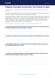Free Hanukkah Assessment | Year 5 Greater Depth | BookFlik